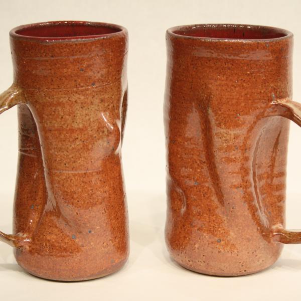 Set of two hand thrown mugs with shino glaze